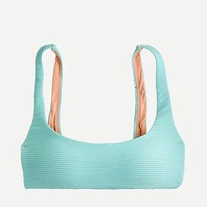 J.Crew Rib scoop bikini top in sunwashed aqua size M